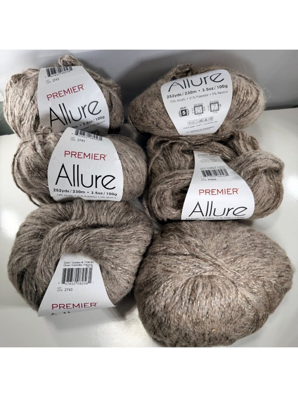 Premier Allure Alpaca Blend Luxury Yarn Dove Lot of 6 Turkey Original Package